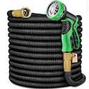 Expandable Garden Hose 50 ft with 10 Function Nozzle Sprayer, Lightweight Flexible Water Hose with Durable Collapsible Latex Core & Solid Brass Fittings, 50ft Retractable Stretch Hose, Black