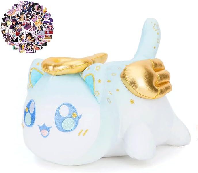 Angel Cat Plush Cute Kawaii Cat Plush Polyester Plushie Pillow Embroidered Soft Stuffed Animal Collectible (Angel Cat)