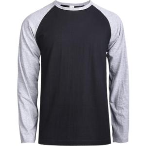 TOP PRO Men's Full Length Sleeve Raglan Cotton Baseball Tee Shirt, S