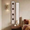 QKF 2Pcs Narrow Neutral Geometric Wood Art, Alu Frame Gloss Hallway, 6" × 48"