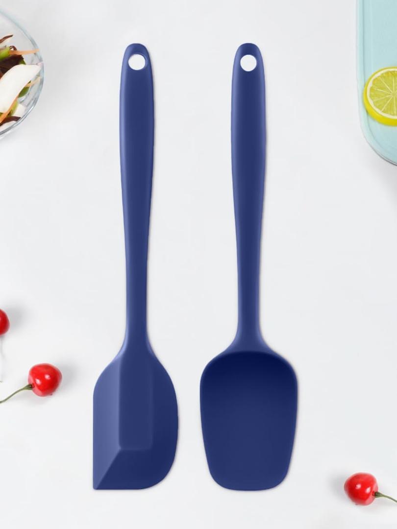 2-Pack Silicone Spatulas Set, 10-Inch High Heat Resistant Non-Stick Rubber Spatulas for Baking, Cooking, and Mixing  Dishwasher Safe (Blue)