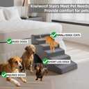 7 Step Pet Stairs Ramp for High Beds Sofas 22-42 Inch, Non-Slip Dog Stairs for Small Old Medium Large XL Dogs Cats, Sturdy 75 Pounds 33D Foam Balanced 6-Tier Ladder with Machine Washable Cover