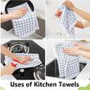 Homaxy 100% Cotton Kitchen Towels 6 Pack-15 X 25 Inches, Check Design Waffle Weave Hand Tea Towels, Super Soft and Absorbent Dish Towel for Drying Dishes, Navy Blue