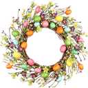 20 Inch Easter Wreaths for Front Door with Colorful Eggs, Artificial Eggs Door Wreath, Easter Decorations fo Home Wall Window Indoor Outdoor Spring Holiday Decor