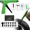 GRAND PITSTOP Tubeless Tire Gun Puncture Repair Kit with Mushroom Plug for Tyre Punctures and Flats on Cars, Motorcycles, ATV, Trucks & Tractors (Gun Puncture kit 15 Plugs, Green)