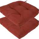 Outdoor Chair Cushions Set of 2,19 x19 Inch,Water Resistant Tufted Patio Seat Cushions with Ties,Reversible,All Weather,Round Corner Wicker Chair Cushion for Outdoor Furniture(Dark Red)