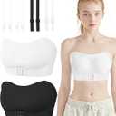 Teen Strapless Bandeau Bra for Girls 14-16Y | Wireless Side Support with Dual-Color Adjustable Straps