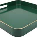 Green Square Decorative Tray with Handles, 13"*13" Versatile Serving Tray for Coffee Table, Ottoman, Ideal for Serving, Displaying, Organizing