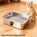 Stainless Steel Cat Litter Box, Small Metal Kitten Litter Pan, Indoor Litter Tray Pet Toilet Supplies for Kitty,Rabbits,Guinea Pigs,Ferrets,Easy to Clean,Non Stick