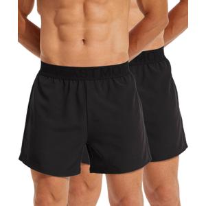 Mens 2 Packs Gym Workout Shorts Lightweight Quick Dry Training Running 5 inch Two Packs Shorts (Medium, Black)