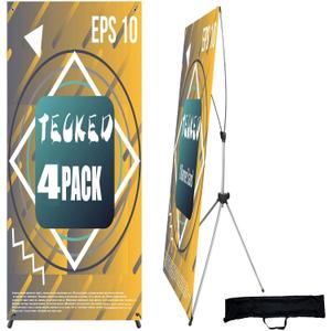 X Banner Stand Adjustable Fit Banner 24 x 63 to 32 x 72 Inch, Portable Travel Bag, Bigger, More Adaptable Advertising, Stores, Tradeshow, Restaurant, Event, Birthday & Party (4 PACK)