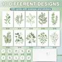 100PCS Greenery Blank Cards and Envelopes Bulk 4x6 Inch Watercolor Botanical Greeting Cards With Envelopes Stickers Green Leaves Plants Thank You Note Card For Birthday Baby Bridal Shower Wedding