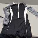 Women Rash Guard Long Sleeve Shirts Boyleg One Piece Swimsuit Surfing Bathing Suit UPF 50 Front Zip Surf Wetsuit (Small, Pattern-618073)