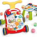 CUTE STONE Sit to Stand Learning Walker, 2 in 1 Baby Walker, Early Educational Child Activity Center, Multifunctional Removable Play Panel, Baby Music Learning Toy Gift for Infant Boys Girls