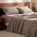 Bare Home Flannel Sheet Set 100% Cotton, Velvety Soft Heavyweight  Double Brushed Flannel  Deep Pocket (King, Taupe)