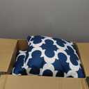 TAOSON Pack of 2 Canvas Throw Cushion Cover Pillow Covers Cases for Couch Sofa Home Decor Modern Quatrefoil Accent Geometric with Hidden Zipper Closure Only Cover 18 x 18 Navy Blue White