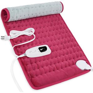Deepsoon Heating Pad,Electric Heating Pads for Back,Neck,Moist Heating Pad for Abdomen Shoulder Knee Legs,Dry/Moist Heat&Auto Shut Off,Mother's Day Birthday for Men and Women,Burgundy,24x12 Inch