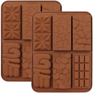 C-CO 6 in 1 Silicone Break Apart Chocolate Bar Mold, Silicone Molds for Wax Melts Non Stick Homemade Protein and Energy Bar Mould, Pack of 2