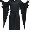 Gostfaceing Costume Scary Ghosts Costumes Black Robe Tunic Hooded Robes for Men Women Halloween Cosplay Outfit(L, Black)