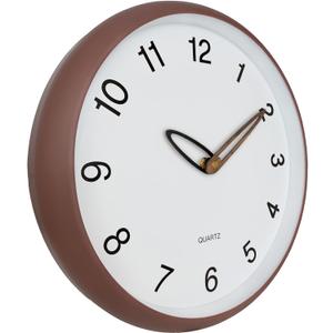 Wall Clock, 12 Inch Wall Clocks Battery Operated, Silent Non Ticking Analog Clock with Large Numbers, Cream Modern Wooden Hands Clocks for Living Room Bedroom Kitchen Hotel Farmhouse, Brown