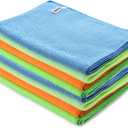 DNA MOTORING Cleaning Towels Car Washing Microfiber Cloth for Auto Detailing Home Kitchen, 12x16 Inch, Yellow, Orange, Blue, Green, Pack of 12, TOOLS-00257