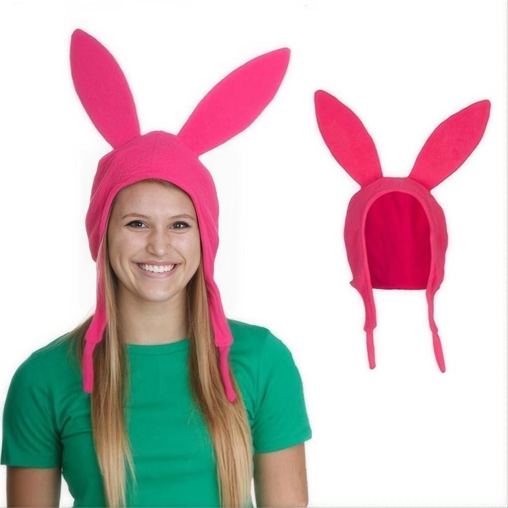 Pink Bunny Rabbit Ears Hat 2025 New Updated 100% Stand Up Hat Cosplay Costume Halloween Christmas Fleece Hats (Kids)