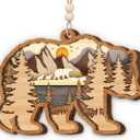 Wild Bear Christmas Ornament 2025 - Woodland Animal Gifts for Women Men Boy Girl Kid, Unique Bear Lover Gifts, Wooden Christmas Ornaments for Tree Decor - Holiday Keepsake & Xmas Gift Exchange Idea