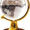 Mini Crystal Sphere Globe, Round Earth World Glass Ball Decorative Crystal Desktop Ornament Home Office Decor Golden