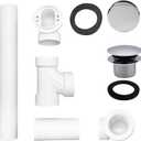 Westbrass 493244H-26 14" Sch. 40 PVC Bath Waste & Overflow Assembly with Illusionary Faceplate and Tip-Toe Drain Plug, Polished Chrome