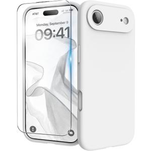for iPhone Air Case, Liquid Silicone Cover with Camera Protection Anti-Scratch Soft Microfiber Lining Shockproof Protective Phone Case for iPhone Air 6.5", White