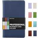 Sooez Leather Professional Business Card Book Holder Organizer, 240 Capacity Credit Card Booklet, PU Name Cards Holder Storage File for Men Women, Blue