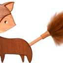 Cute Little Fox for Home Office Decor Small Wooden Feather Duster Lambswool Dusters for Cleaning with Decoration Unique House Warming Gifts New Home (Wall Mounted)