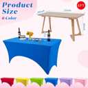 Preboun 6 Pcs Stretch Spandex Table Cover 6 Ft Rectangular Fitted Tablecloth Washable and Wrinkle Resistant Patio Table Cover Spandex Table Cloths 6 Ft for Event Wedding Banquet Parties, 6 Colors