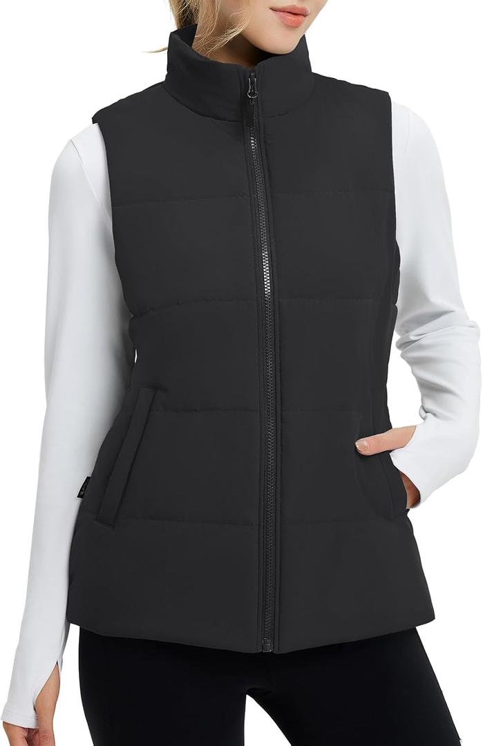 BALEAF Women's Running Puffer Vest Lightweight Winter Warm Vests Water Resistant Sleeveless Puffer Jackets (Medium, Black)