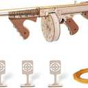 Rowood 3D Puzzles for Adults,Rubber Band Tommy Gun Toy Wooden Model Kit,3D Wooden Puzzles Gift Craft for Men,DIY Wooden Building Kits,Unique Gifts for Adults