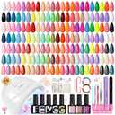 phoenixy Gel Nail Polish Kit with U V Light 64 Pcs Gel Polish Nail Set 45 Colors Nail Polish Set with Base and 4 Effects Top Coat Manicure Tools Complete Gel Nail Kit Gift for Women