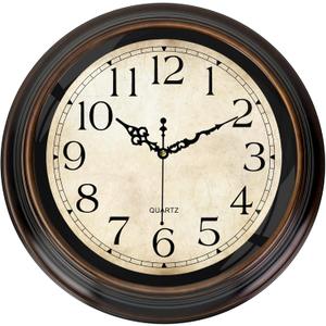 Vintage Wall Clock 16 Inch Quartz Silent Non-Ticking Analog Clock Battery Operated Rustic Round Decorative Clock for Living Room Kitchen Home Office Classroom