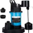 LEO Sump Pump Submersible Vertical Float Switch Automatic Utility Pumps for Clean/Dirty Water Pump Thermal Protector for Basement Pool Draining, Blue