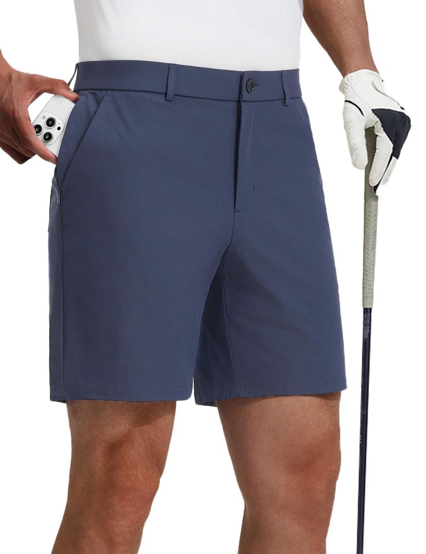 baleaf Men's Golf Shorts Causal Dress Work Pockets (Blue, XL)