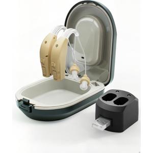 Hearing Aids for Seniors Rechargeable Invisible Behind The Ear Design with 20H Battery DSP Noise Reduction OTC Hearing Aids for Mild to Moderate Hearing Loss Easy Volume Control Not Amplifiers