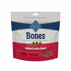 Blue Buffalo Bones Natural Crunchy Dog Treats Mini Dog Biscuits Beef, 12oz. Bag, 4 Count