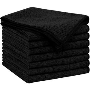 2 x AIDEA Microfiber Cleaning Cloth Black 8PK, Microfiber Towels for Cars, Premium Car Cloths, Dusting Cloth Lint Free Cleaning Rags for SUVs, House, Kitchen, Window, Workshops,11.511.5"