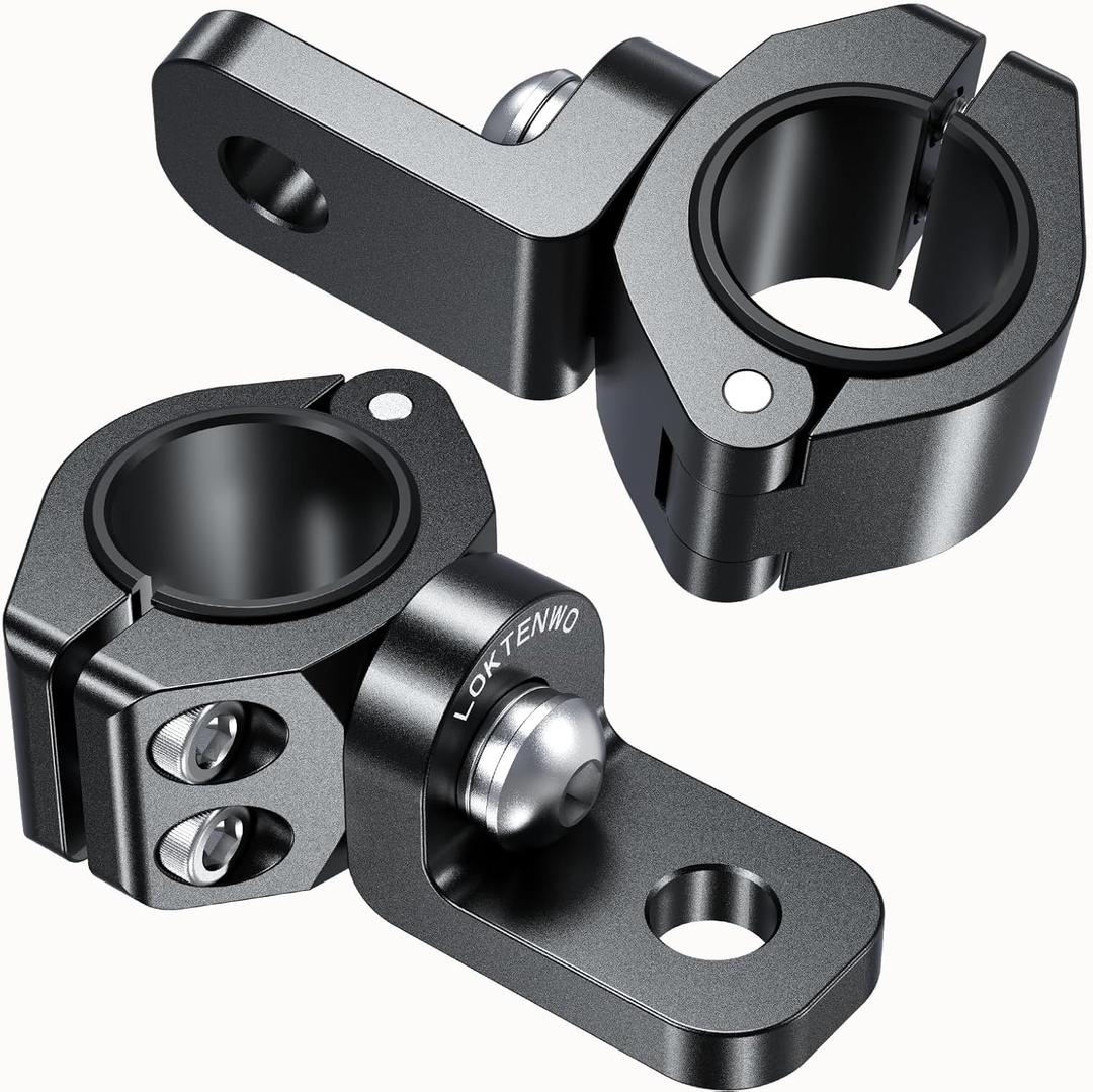 LOKTENWO 2PCS 360Adjustable ATV Whip Light Mount, Heavy Duty CNC Light Bar Mounting Bracket for Motorcycle Golf Cart Universal 0.875''/1''/1.125''/1.26 Roll Cage