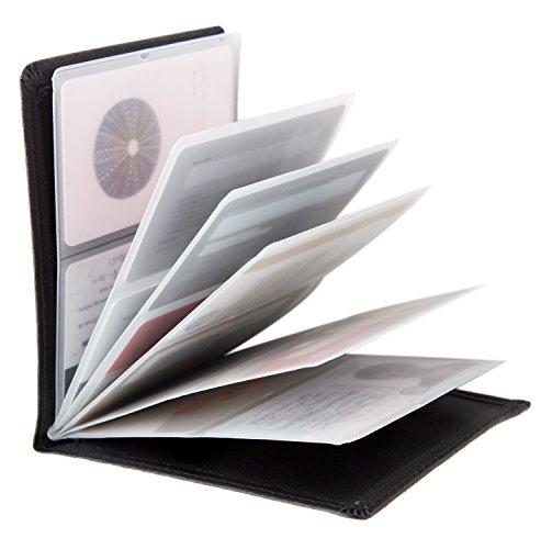 RFID Blocking Wallet - 6 Pages Leather Business Credit Card Holder Case/12 Credit Card Holder Slots Wallet Insert Card Sleeves - Black