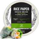 Soeos Rice Paper, White Rice Paper Wrappers, 1 Pack, 34 Sheets-Fresh Spring Roll Wrappers & Dumplings, Non-GMO, Gluten-Free, Low Carb, Vietnamese Rice Wraps (Round, 22cm)
