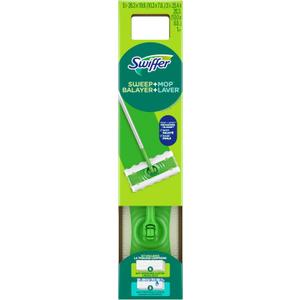 Swiffer Sweep and Mop 2-in-1 Dry + Wet Floor Mopping and Sweeping Kit (1 Sweeper, 5 Heavy Duty Dry Cloths, 3 Heavy Duty Wet Cloths)