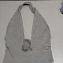 SOLY HUX Women's Sexy Deep V Neck Backless Halter Tops Sleeveless Slim Fitted Vest Party Clubwear Solid Grey Small