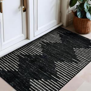 Rugshop Bohemian Stripe Stain Resistant High Traffic Living Room Kitchen Bedroom Dining Home Office Area Rug 2'7" x 4' Black Rugshop Bohemian Stripe Stain Resistant High Traffic Living Room Kitchen Bedroom Dining Home Office Area Rug 2'7" x 4' Black