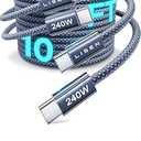 LISEN 240W Type C Charger Fast Charging Cable [10ft, 2-Pack] Long USB C Cable Fast Charging Cords 10 Foot C to C Cable Fast Charging PS/ 2 Charging Cable for iPhone 17/ 16 Series, MacBook Pro Air