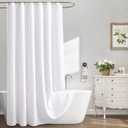 Extra Long Waffle Shower Curtain - White Cotton Texture Fabric Heavyweight Shower Curtains for Bathroom,72Wx84L